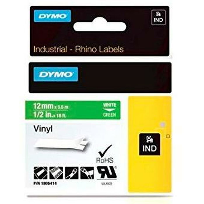 Cinta Laminada para Rotuladoras Rhino Dymo ID1-12 12 x 5,5 mm Blanco Verde Vinilo Autoadhesivas (5 Unidades) Cinta Laminada para Rotuladoras Rhino Dymo ID1-12 12 x 5,5 mm Blanco Verde Vinilo Autoadhesivas (5 Unidades)