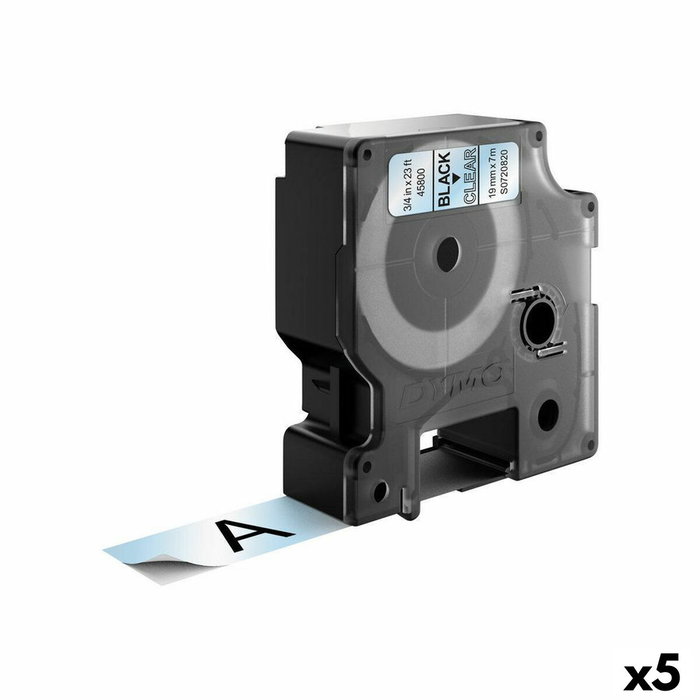 Dymo D1 Etiquetas Autoadhesivas 19 mm x 7 m Negro sobre Transparente S0720820
