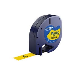 Dymo S0721620 Etiquetas LabelWriter LetraTag 12 mm x 4 m Negro sobre Amarillo
