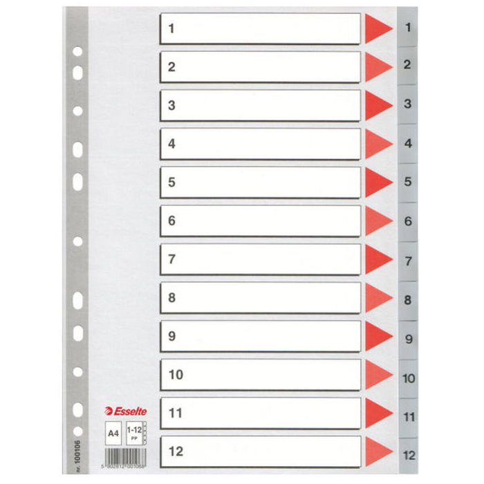 Esselte Separadores Numéricos 1-12 con Carátula en Color y Refuerzo Multitaladro (Set de 10) inevitable Esselte Separadores Numéricos 1-12 con Carátula en Color y Refuerzo Multitaladro (Set de 10) inevitable