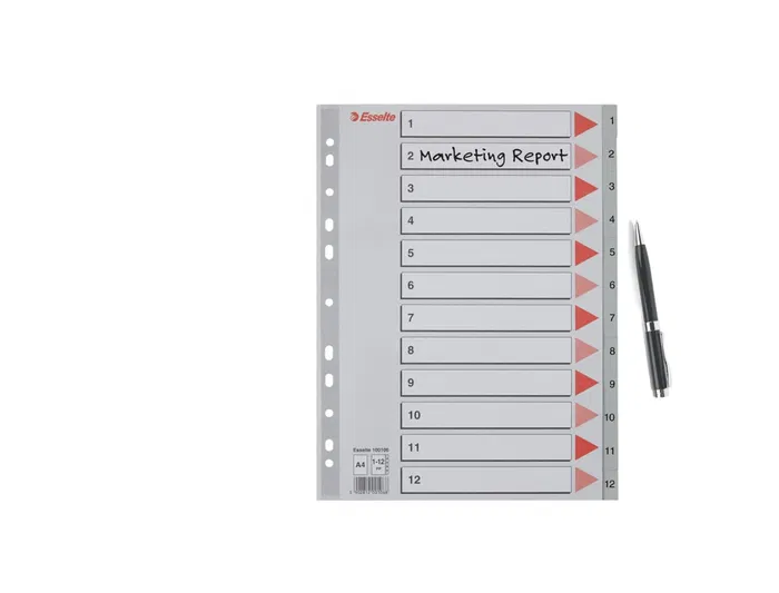 Esselte Separador Numerico 1-12 Cartulina Folio Juego de 12 Separadores Multitaladro