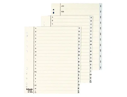 Esselte Separador Alfabético STD Plástico A-Z DIN A4 Carátula Cartulina Multitaladro Color