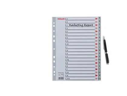 Esselte Separador Alfabético STD Plástico A-Z DIN A4 Carátula Cartulina Multitaladro Color