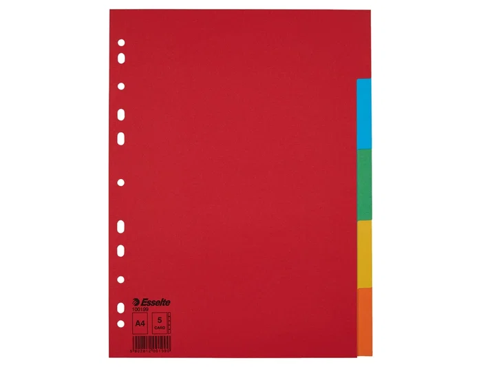 Esselte Separadores Multitaladro Cartón A4 5 Posiciones Colores