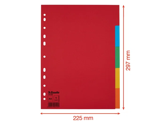 Esselte Separadores Multitaladro Cartón A4 5 Posiciones Colores