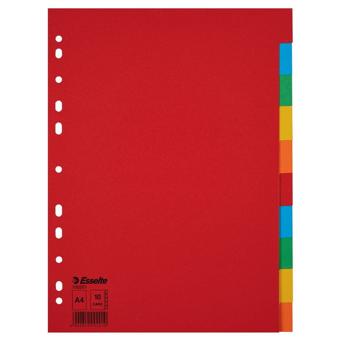Esselte Separadores de Cartulina Multitaladro, Set de 10 Unidades, Formato Folio/A4 Esselte Separadores de Cartulina Multitaladro, Set de 10 Unidades, Formato Folio/A4