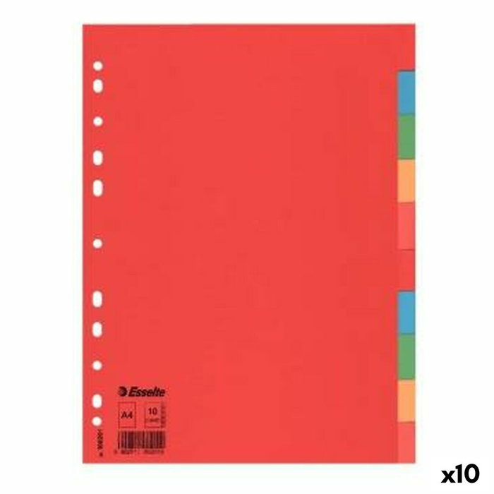 Esselte Separadores de Cartulina Multitaladro, Set de 10 Unidades, Formato Folio/A4