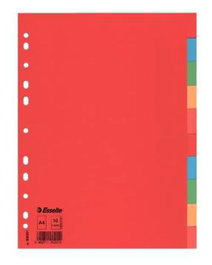 Esselte Separadores Multitaladro para Archivador A4, Cartón, 10 Posiciones, 10 Colores Diferentes - Set de 10 Unidades (Set de 10)
