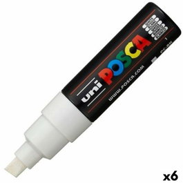 POSCA Marcador PC-8K Punta Biselada 8.0mm Blanco (Set de 6)