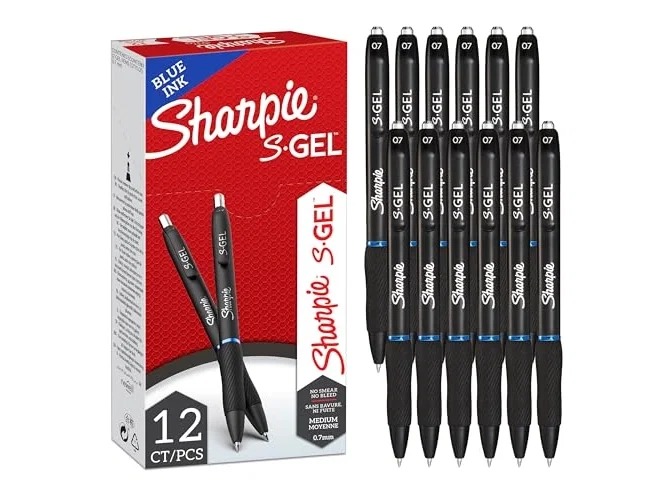 Sharpie S-Gel Bolígrafos de Tinta Gel 0,7mm Azul, 12 Unidades
