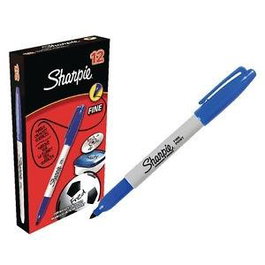 Sharpie Marcador Permanente Fine Punta Redonda 0.9 mm Azul - Set de 12 Unidades (Set de 12)