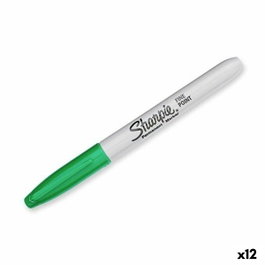 Sharpie Marcador Permanente Fine Punta Redonda Verde (Set de 12)