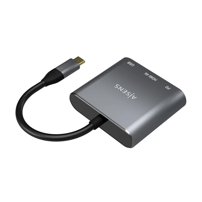 Aisens Conversor USB-C a HDMI, USB-C y USB 3.0 3 en 1, Gris