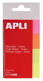 Apli Marcadores de Página 50x20 mm 4 Colores Fluorescentes 40 Hojas por Color