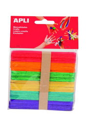 Palillos Planos Apli Madera Colores Finos 11,4 Cm. Bolsa De 50 (Set de 5)