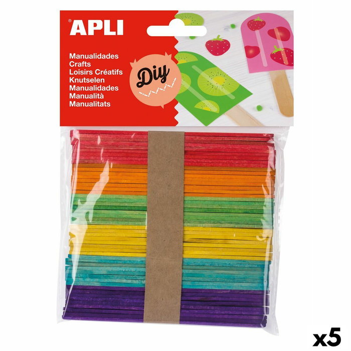 Apli Palos de Polo de Madera 114x10 mm, Colores Surtidos