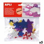 Apli Formas de Goma EVA Adhesivas de Estrellas con Purpurina Metalizada, Colores Surtidos