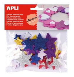 Goma Eva Apli Formas Adhesivas Con Purpurina Estrella Color Bolsa De 50 (Set de 5)