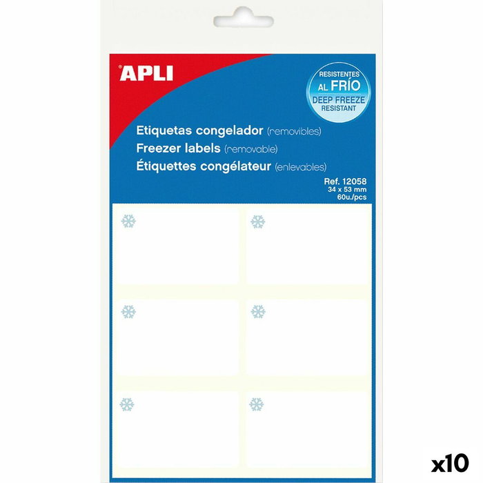 Apli Etiquetas Adhesivas para Congelador 34x53 mm Blanco