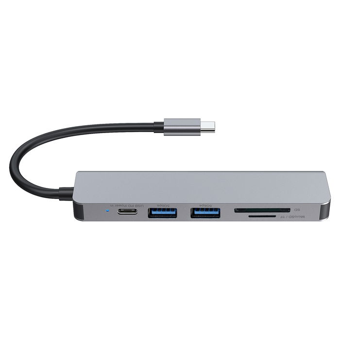 Conceptronic Hub USB-C a HDMI, 2xUSB-A 3.0, con Power Delivery 60W y Lector de Tarjetas SD/MicroSD