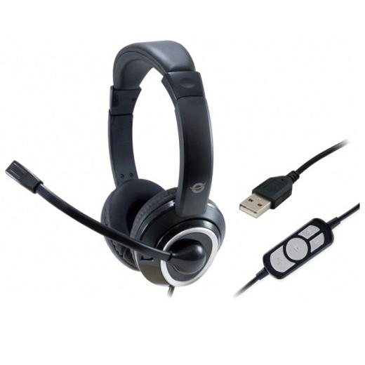 Conceptronic Auriculares USB con Micrófono Flexible y Control de Volumen - Negro-Blanco Conceptronic Auriculares USB con Micrófono Flexible y Control de Volumen - Negro-Blanco