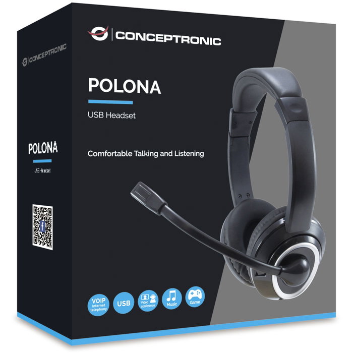 Conceptronic POLONA01B Auriculares USB Estéreo con Micrófono Flexible