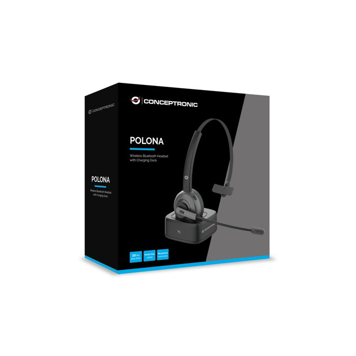 Conceptronic Auricular Inalámbrico Bluetooth POLONA03BD con Base de Carga Negro