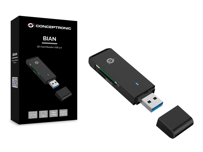 Conceptronic BIAN02B Lector de Tarjetas USB 3.2 Gen 1 Negro Conceptronic BIAN02B Lector de Tarjetas USB 3.2 Gen 1 Negro