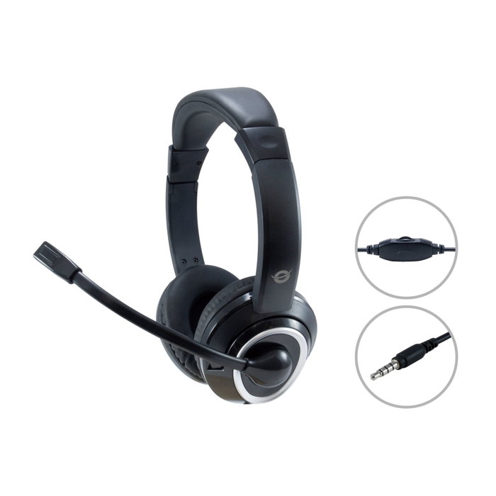 Conceptronic Auriculares POLONA02B con Micrófono Flexible y Jack 3,5 mm Conceptronic Auriculares POLONA02B con Micrófono Flexible y Jack 3,5 mm