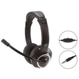 Conceptronic Auriculares con Micrófono Jack 3.5 mm, Control de Volumen Giratorio, Cable de 2m, Negro