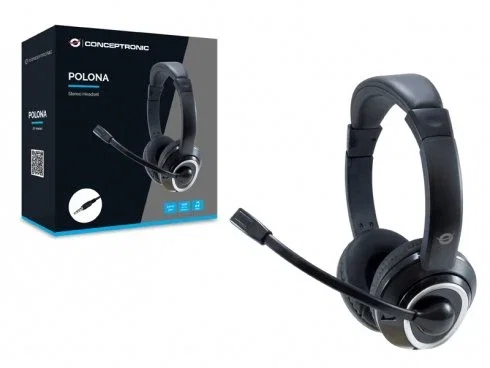 Conceptronic POLONA02B Auriculares Estéreo con Micrófono Flexible Negro