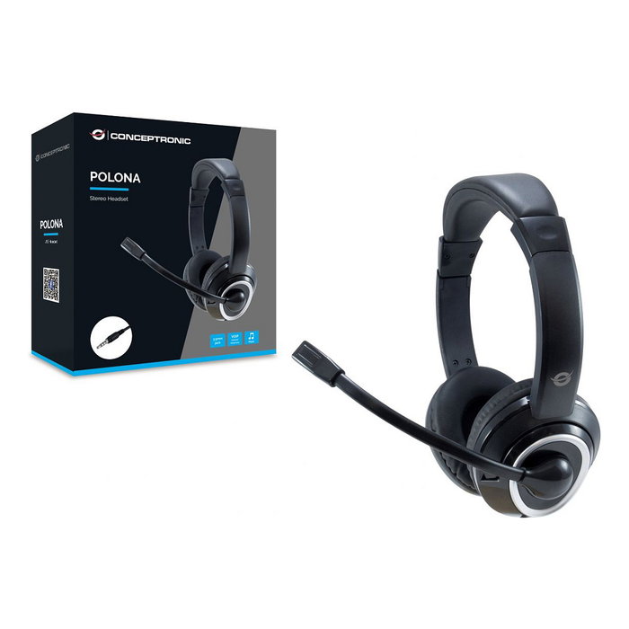Conceptronic Auriculares POLONA02B con Micrófono Flexible y Jack 3,5 mm Conceptronic Auriculares POLONA02B con Micrófono Flexible y Jack 3,5 mm