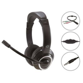 Conceptronic POLONA02BA Auriculares Estéreo con Micrófono Flexible y Adaptador Negro