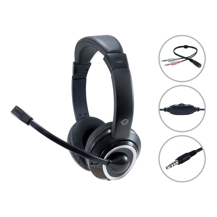Conceptronic POLONA02BA Auriculares Estéreo con Micrófono Flexible y Adaptador Negro Conceptronic POLONA02BA Auriculares Estéreo con Micrófono Flexible y Adaptador Negro
