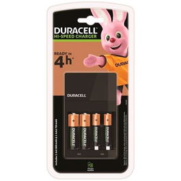 Duracell DRBCEF14 Cargador de Pilas AA y AAA con 2 Pilas AA 1300mAh y 2 Pilas AAA 750mAh Incluidas