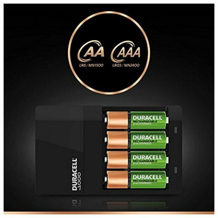 Duracell Cargador de Pilas AA/AAA con 4 Pilas Incluidas Duracell Cargador de Pilas AA/AAA con 4 Pilas Incluidas