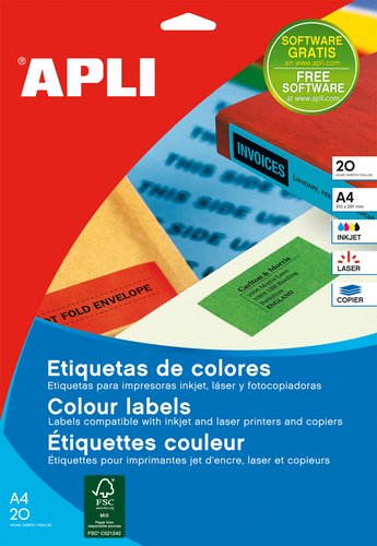 Apli Etiquetas A4 Amarillas de Cantos Rectos