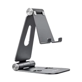 AISENS Soporte de sobremesa tamaño XL ajustable con 2 pivotes para móvil y tablet, color gris