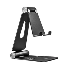 AISENS Soporte de sobremesa tamaño XL ajustable 2 pivotes para móvil Tablet, negro