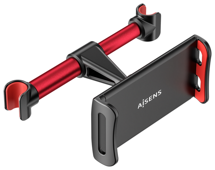 Aisens Soporte de Coche Ajustable para Reposacabezas, Negro y Rojo