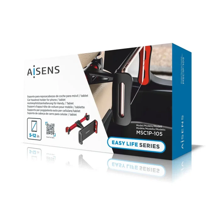 Aisens Soporte para Reposacabezas de Coche Ajustable Negro/Rojo