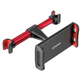 Aisens Soporte Coche Ajustable 1 Pivote Reposacabezas para Teléfono y Tablet Negro-Rojo