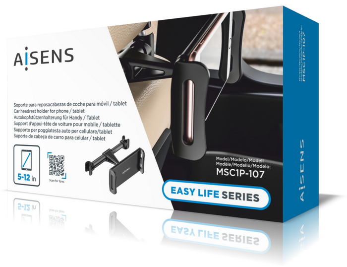 Aisens Soporte de Coche Ajustable para Reposacabezas Negro MSC1P-107