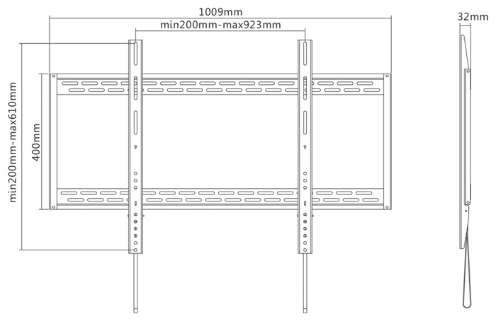 AISENS Soporte Eco Ultra Delgado para Monitor/TV de 60-100", VESA 900x600mm, Carga Máxima 130kg, Negro