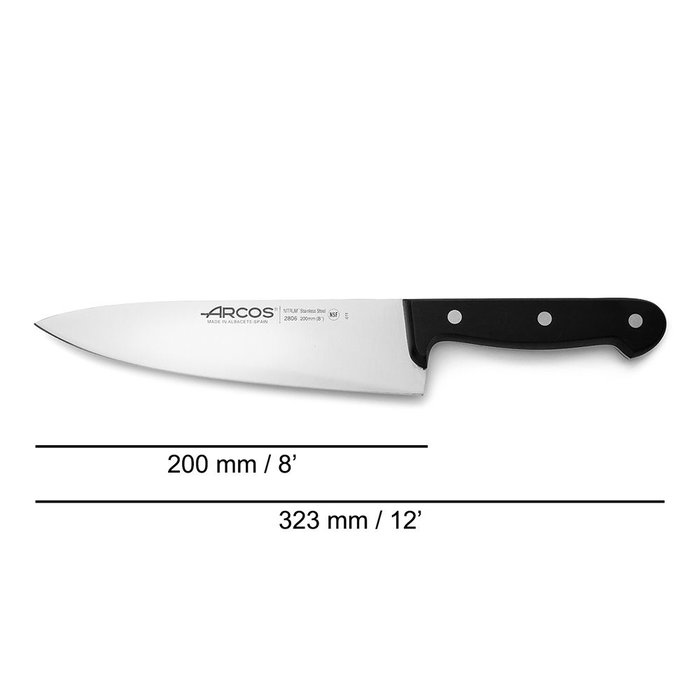 Arcos Cuchillo Cocinero Serie Universal Pro 200 mm Acero Nitrum® Mango Antibacteriano