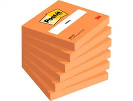 Post-it Bloc de Notas Adhesivas Quita y Pon Naranja Neón con 100 Hojas 76x76 mm