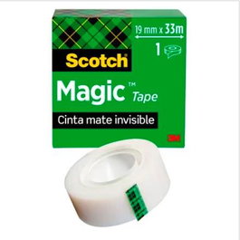 Scotch Cinta Adhesiva Invisible Magic Rollo 19 mm * 33 mm Caja Individual (Pack de 12) (Set de 12)