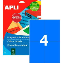 Apli Etiquetas Adhesivas C-Rectos 105x148 mm Inkjet-Láser 4 x 20H Azul
