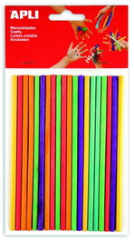 Palillos Redondos Apli Madera Colores 15 Cm. Bolsa De 25 (Set de 5)