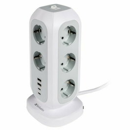 Verbatim Torre de Alimentación EUPT-01 con 11 Tomas CA, 2 USB-C y 2 USB-A, Blanco